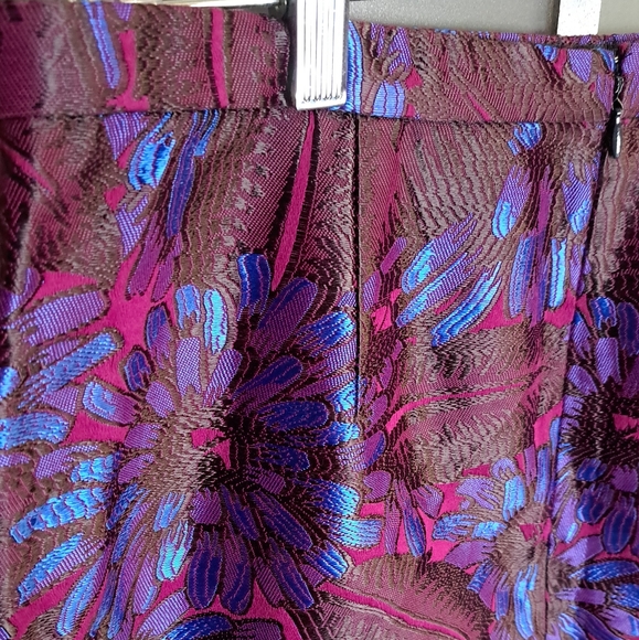 J.Crew • Vibrant GORGEOUS Floral Jacquard Neon Purple Blue Mini Pencil Skirt 12 - Picture 13 of 17